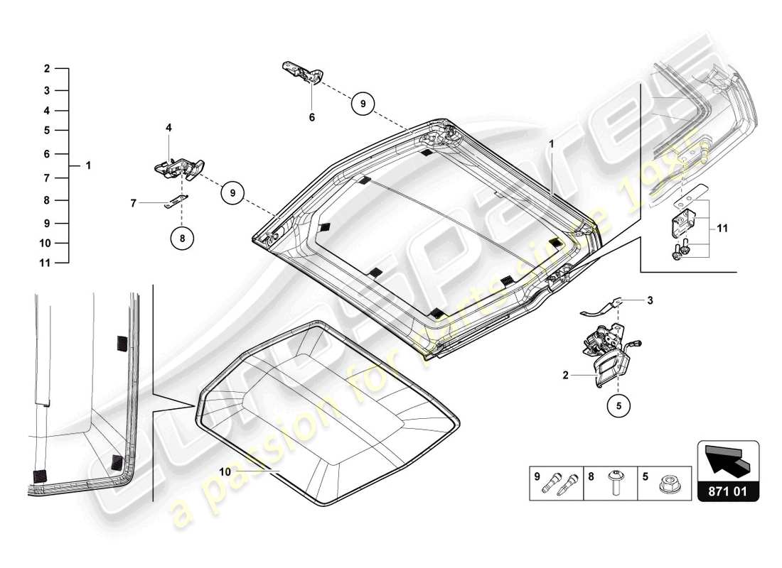 Lamborghini LP750-4 SV ROADSTER (2016) CABRIO ROOF Part Diagram