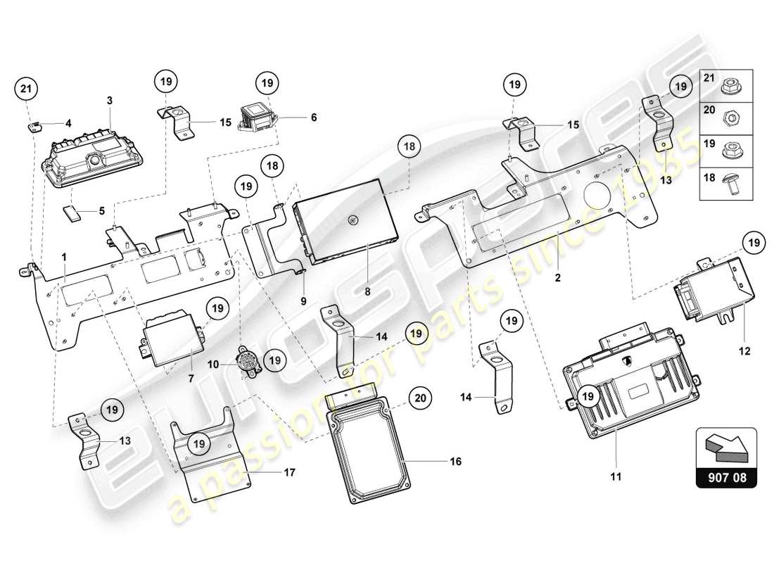 Lamborghini LP750-4 SV ROADSTER (2016) RETAINER FOR CONTROL UNITS Part Diagram