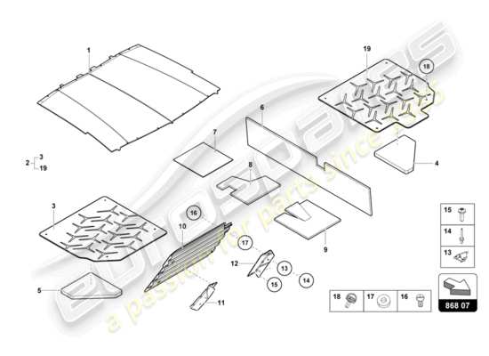 a part diagram from the Lamborghini Aventador LP750-4 SV parts catalogue