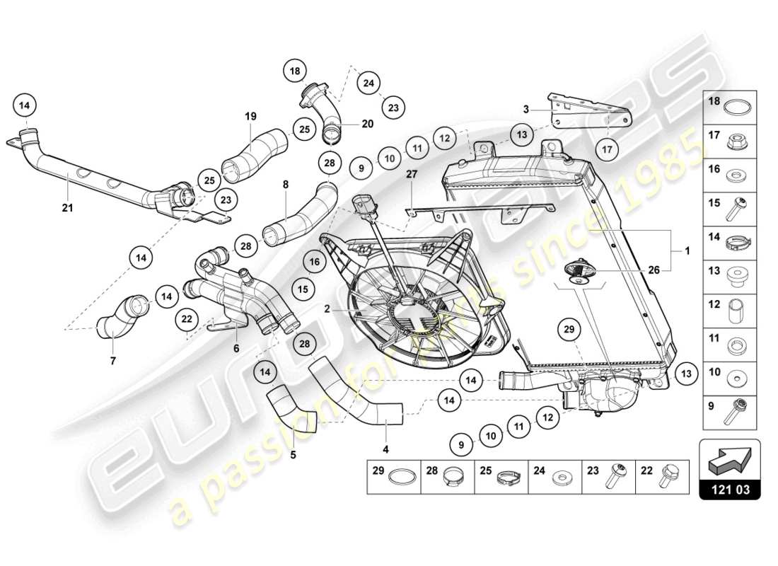 Lamborghini LP750-4 SV ROADSTER (2017) COOLER FOR COOLANT Part Diagram