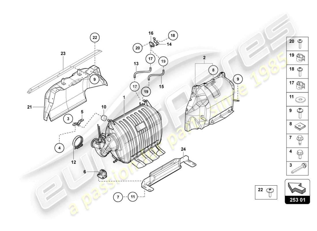 Lamborghini LP750-4 SV ROADSTER (2017) SILENCER WITH CATALYST Part Diagram