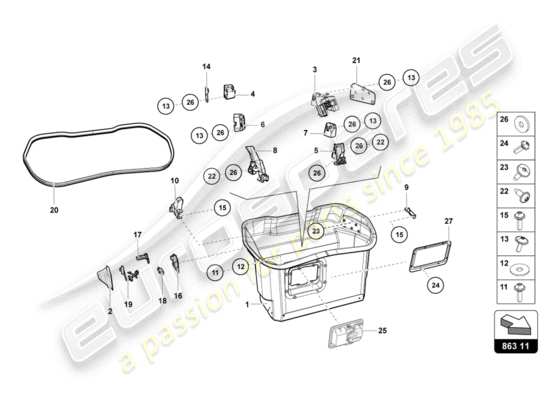 a part diagram from the Lamborghini Aventador LP750-4 SV parts catalogue