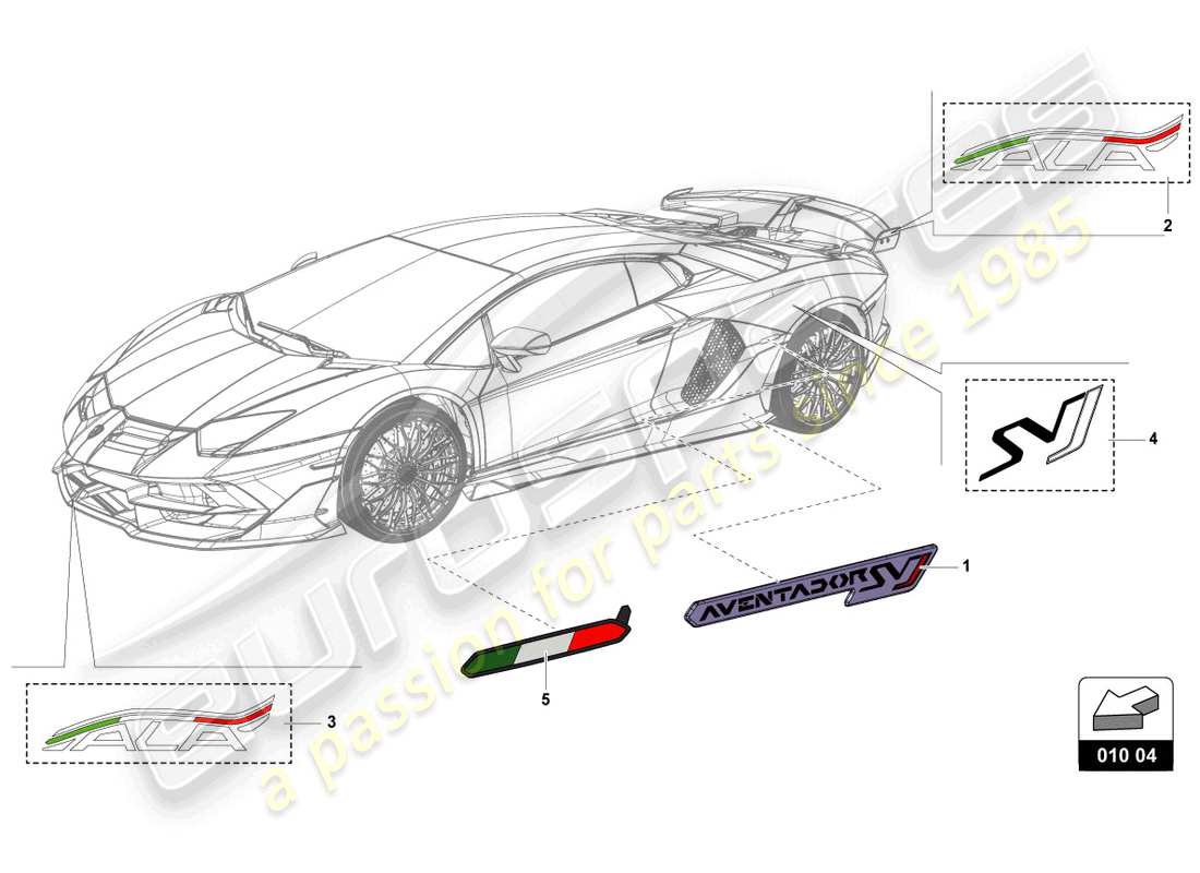 Lamborghini LP770-4 SVJ Coupe (2020) sticky pad set Part Diagram