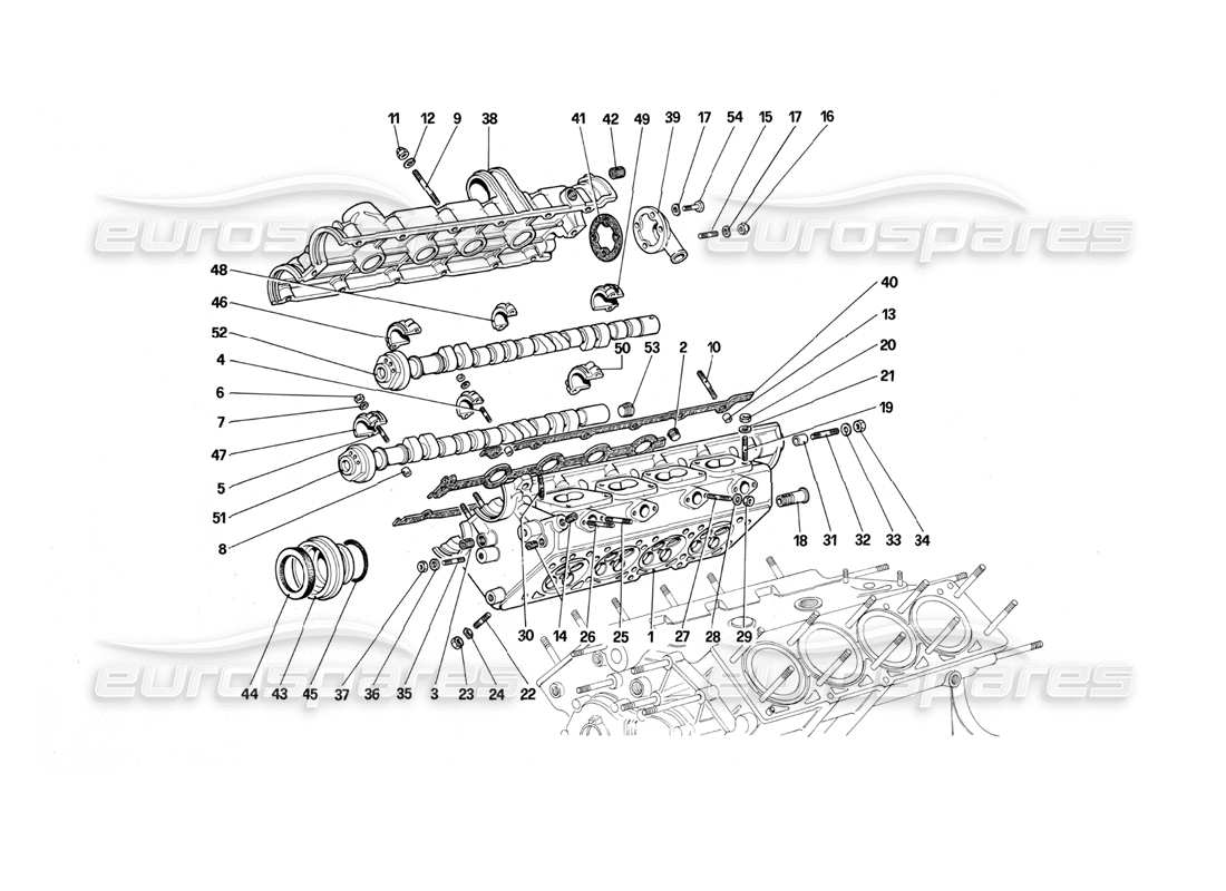 Ferrari Mondial 3.0 QV (1984) Cylinder Head (Right) Part Diagram