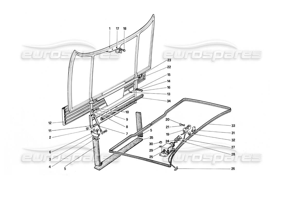 Ferrari Mondial 3.0 QV (1984) Front Compartment Lid Part Diagram