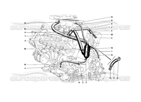 a part diagram from the Ferrari Mondial 3.0 QV (1984) parts catalogue