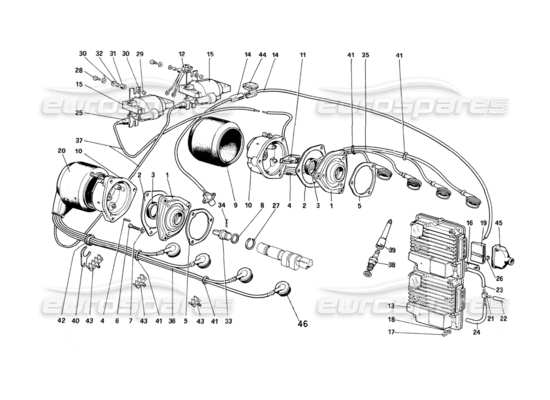 a part diagram from the Ferrari Mondial parts catalogue