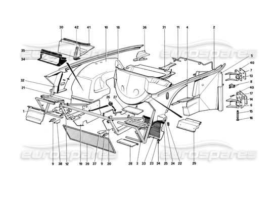 a part diagram from the Ferrari Mondial parts catalogue