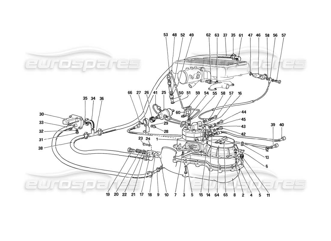 Ferrari Mondial 3.2 QV (1987) Fuel Distributors Lines (For CH87 Version) Parts Diagram