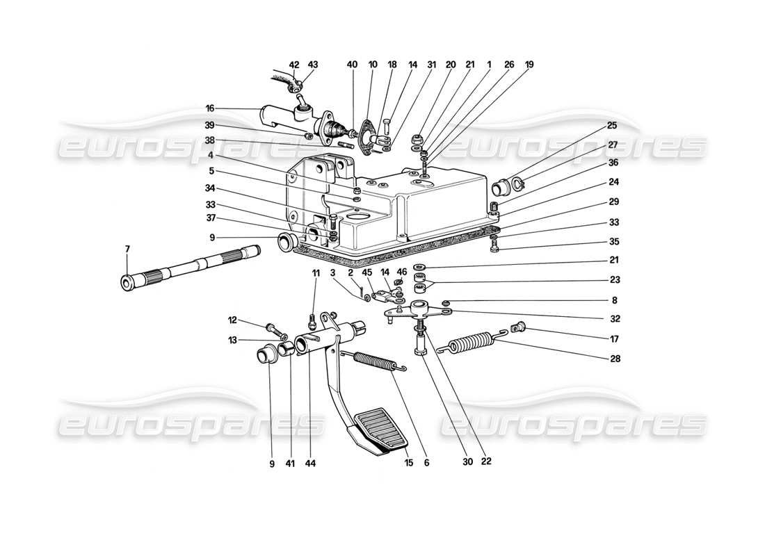 Ferrari Mondial 3.2 QV (1987) Clutch Release Control (For Car Without Antiskid System) Parts Diagram