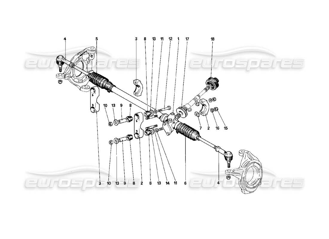 Ferrari Mondial 3.2 QV (1987) Steering Box and Linkage Parts Diagram