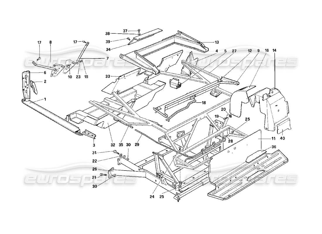 Ferrari Mondial 3.2 QV (1987) Body Shell - Inner Elements - Cabriolet Parts Diagram