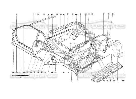 a part diagram from the Ferrari Mondial parts catalogue