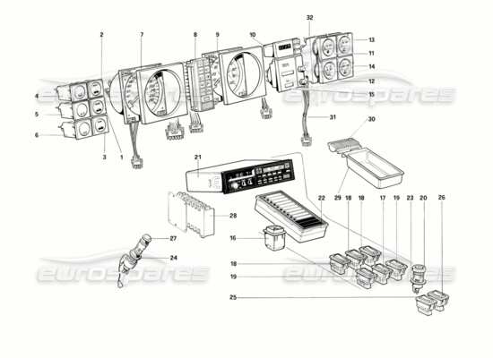 a part diagram from the Ferrari Mondial parts catalogue