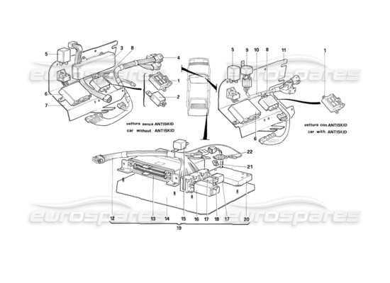 a part diagram from the Ferrari Mondial parts catalogue