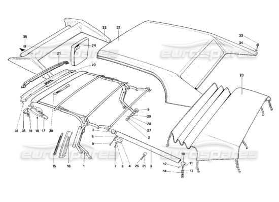 a part diagram from the Ferrari Mondial parts catalogue