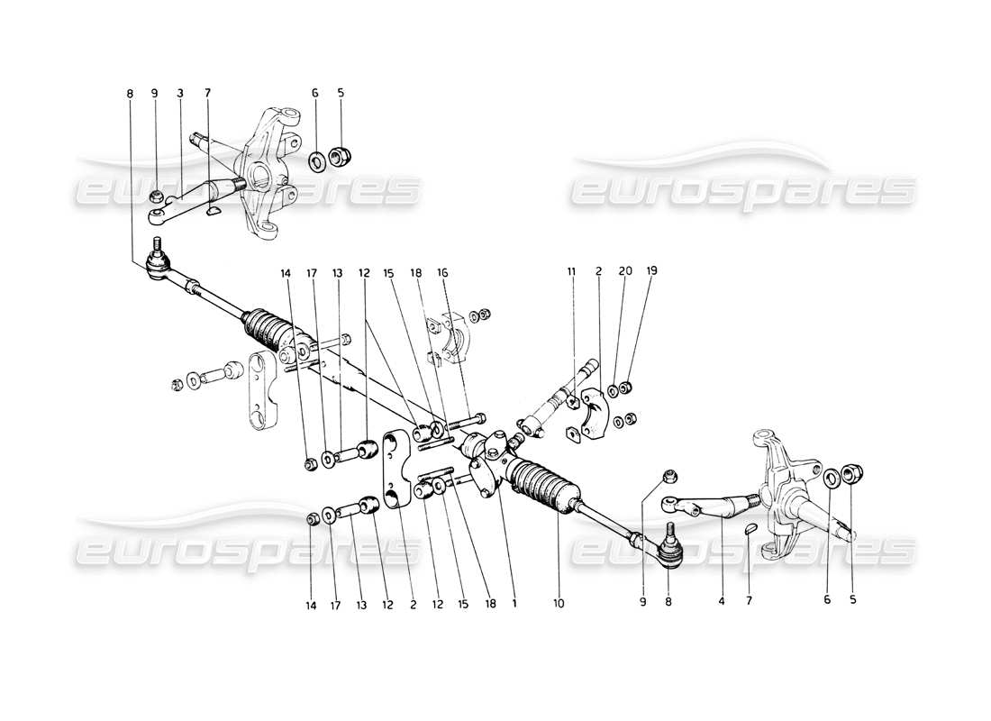 Ferrari 512 BB Steering Box and Linkage Part Diagram