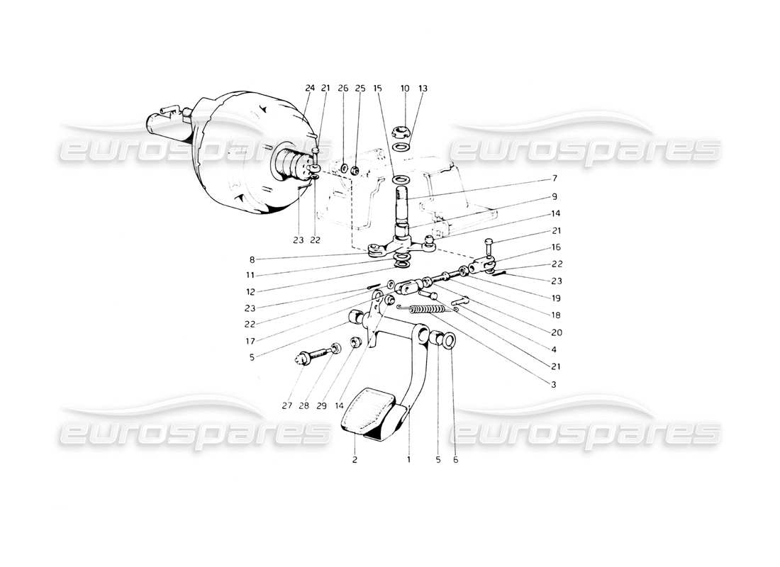 Ferrari 512 BB Brake Hydraulic System (Variants for RH D. Version) Parts Diagram