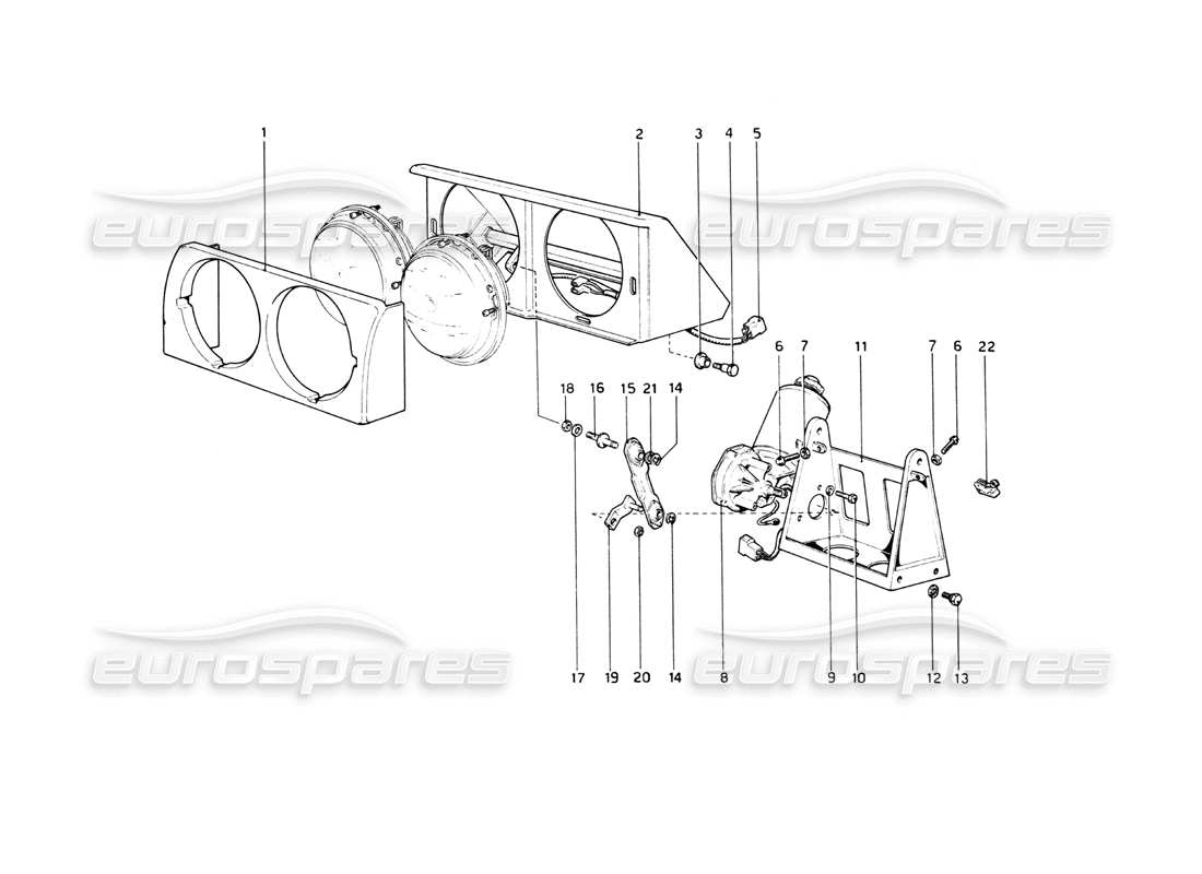 Ferrari 512 BB Headlights Lifting Device Parts Diagram