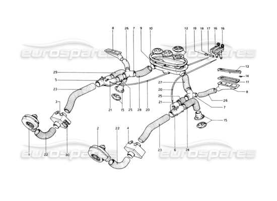 a part diagram from the Ferrari 512 BB parts catalogue