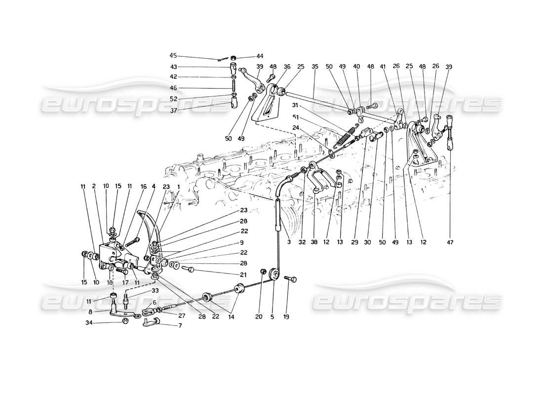 Ferrari 365 GT4 Berlinetta Boxer throttle control Part Diagram