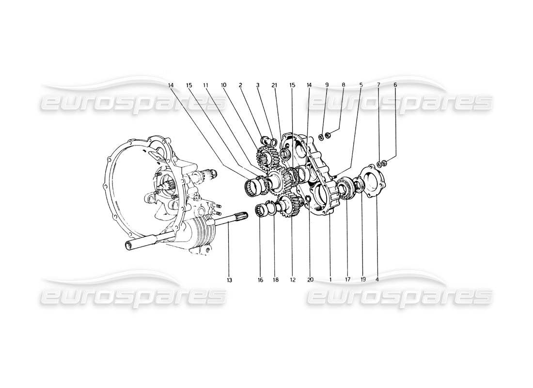 Ferrari 365 GT4 Berlinetta Boxer Gearbox Transmission Part Diagram