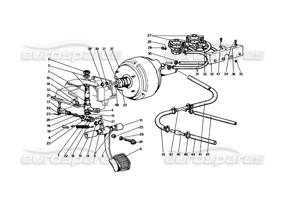 Ferrari 365 GT4 Berlinetta Boxer Brake Hydraulic System Parts Diagram