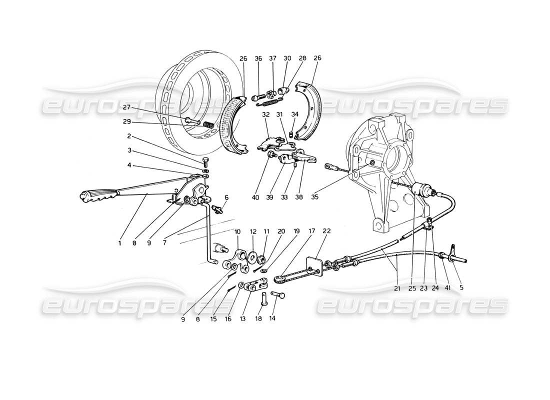 Ferrari 365 GT4 Berlinetta Boxer Hand-Brake Control Parts Diagram