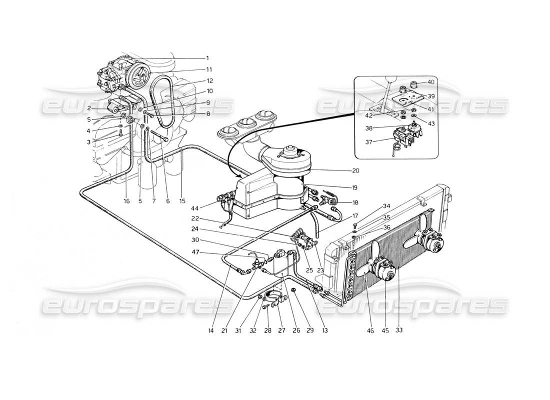 Ferrari 365 GT4 Berlinetta Boxer air conditioning system Part Diagram