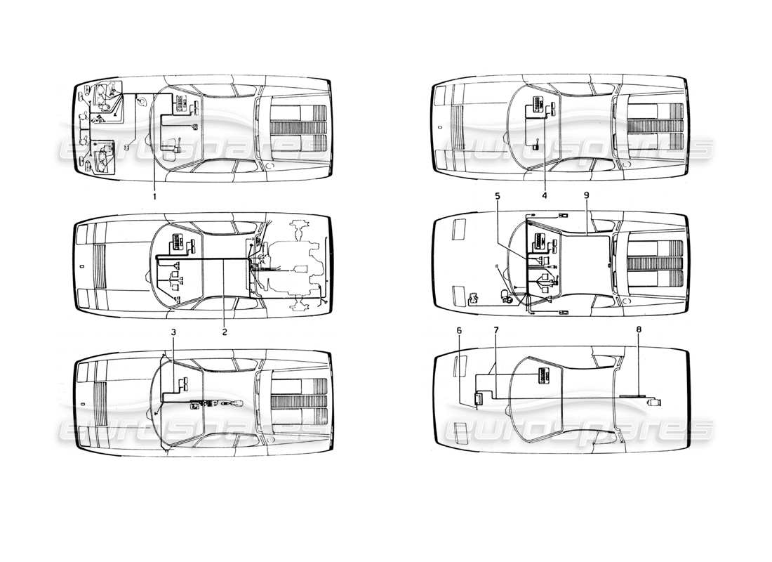 Ferrari 365 GT4 Berlinetta Boxer electrical system Parts Diagram