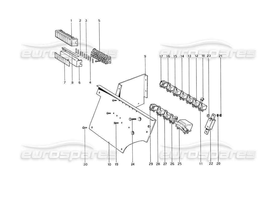 Ferrari 365 GT4 Berlinetta Boxer Fuses and Relays Part Diagram