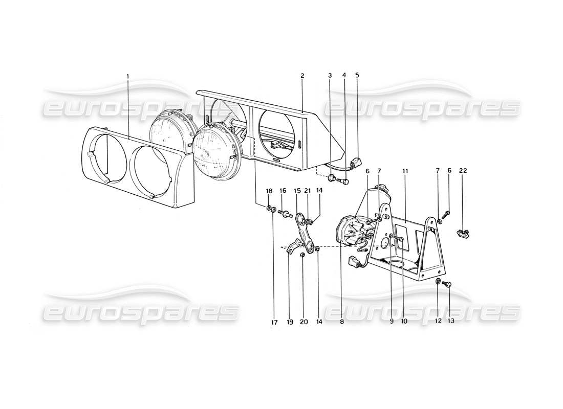 Ferrari 365 GT4 Berlinetta Boxer Headlights Lifting Device Parts Diagram