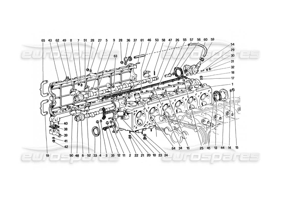 Ferrari 512 BBi Cylinder Head (Right) Parts Diagram