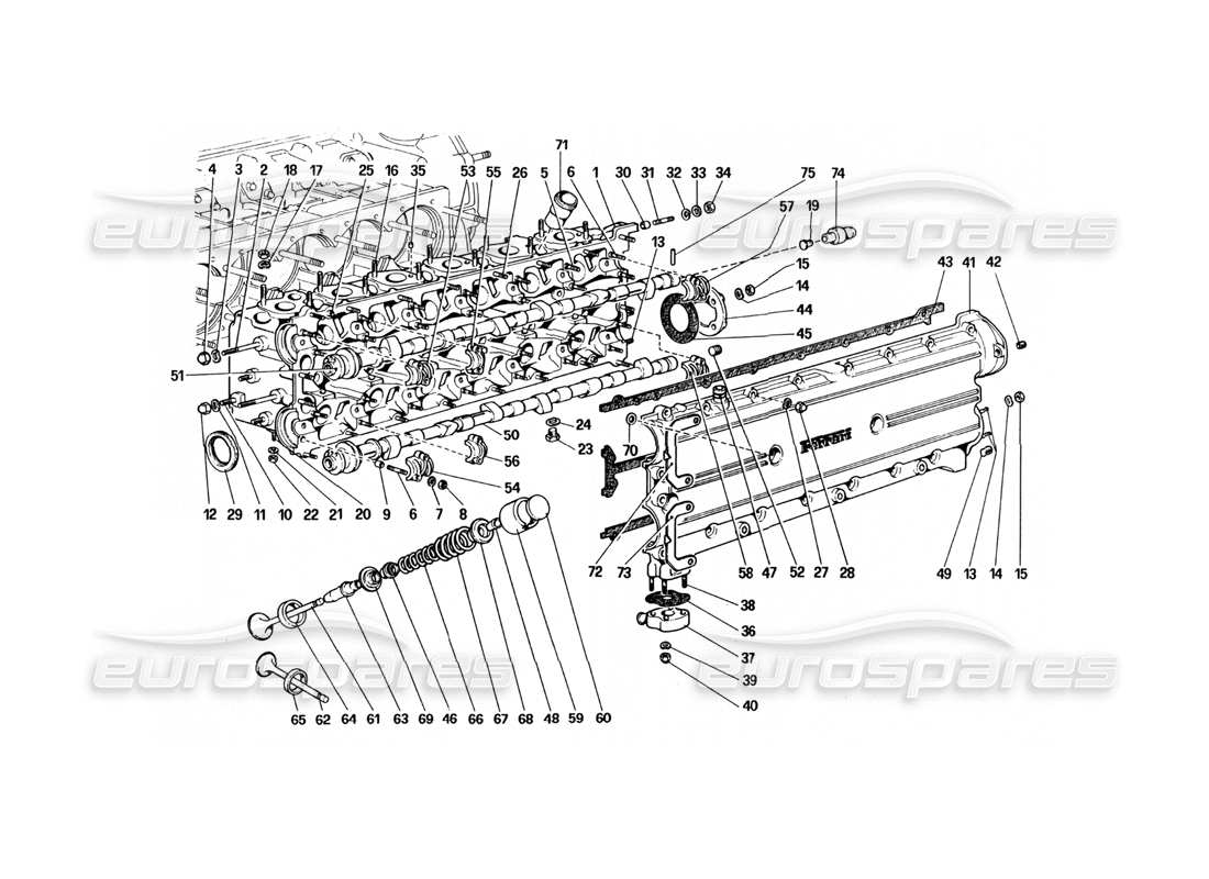 Ferrari 512 BBi Cylinder Head (Left) Parts Diagram