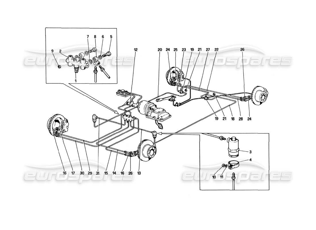 Ferrari 512 BBi Brake System Parts Diagram