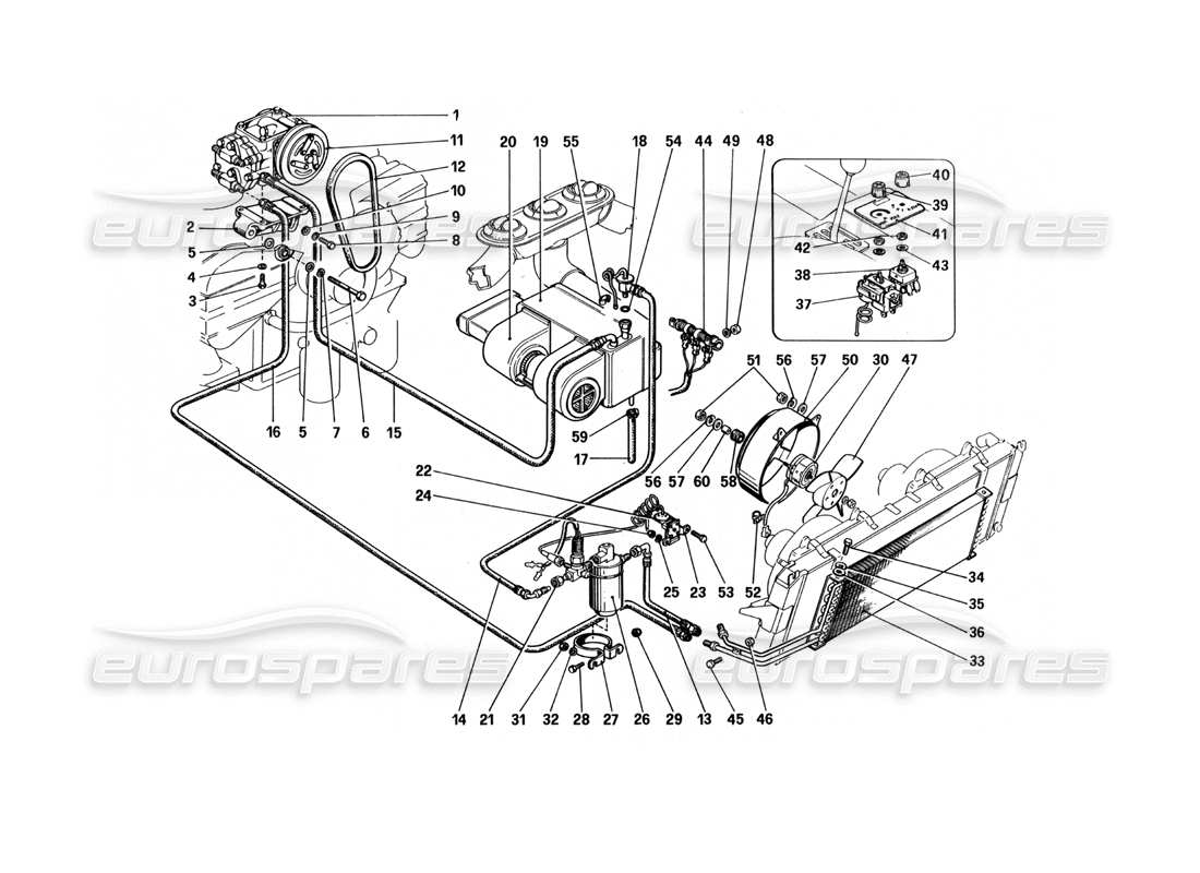 Ferrari 512 BBi air conditioning system Parts Diagram