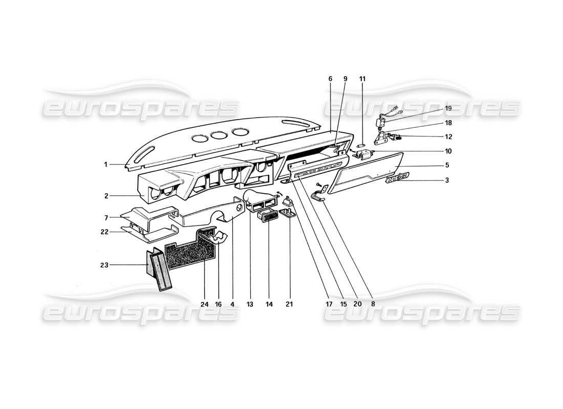 Ferrari 512 BBi INSTRUMENT PANEL Parts Diagram