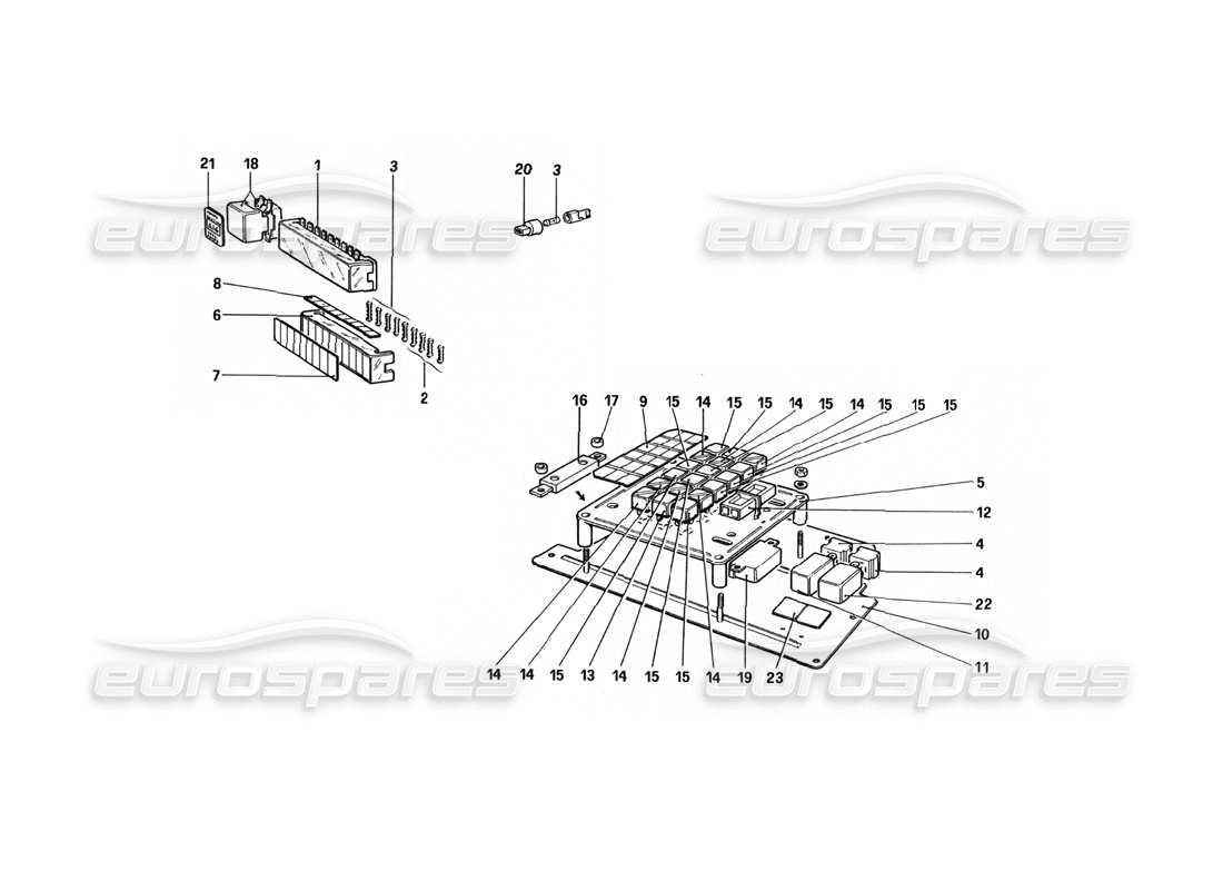 Ferrari 512 BBi Fuses and Relays Part Diagram