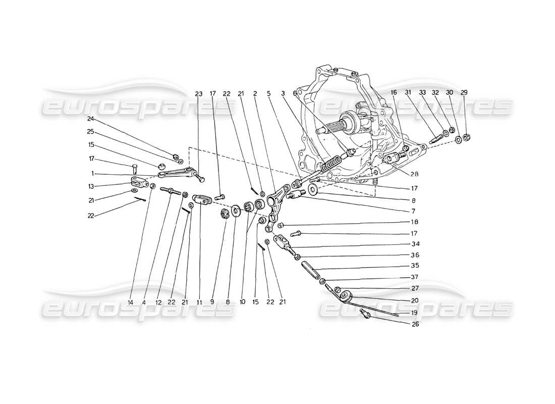 Ferrari 208 GT4 Dino (1975) Clutch Operating Control Part Diagram