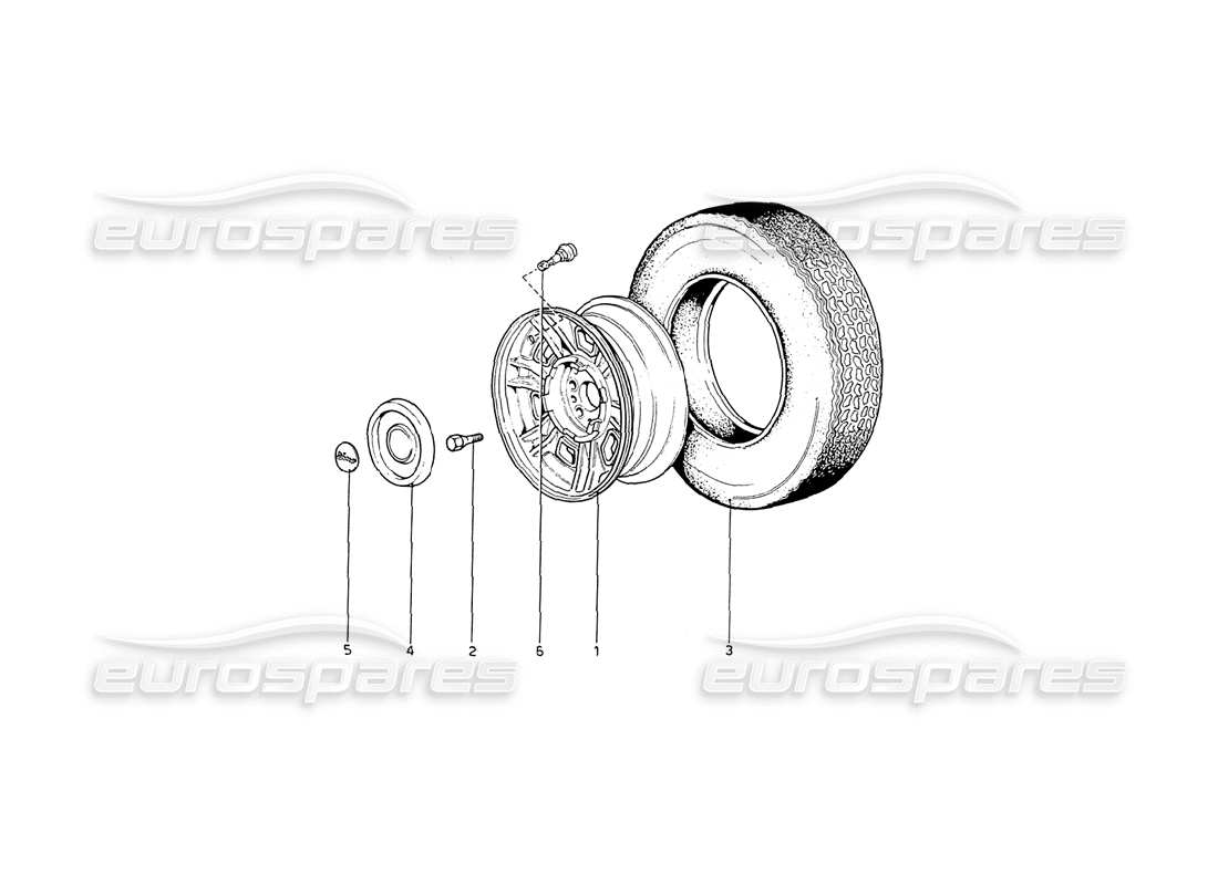 Ferrari 208 GT4 Dino (1975) Wheels Part Diagram