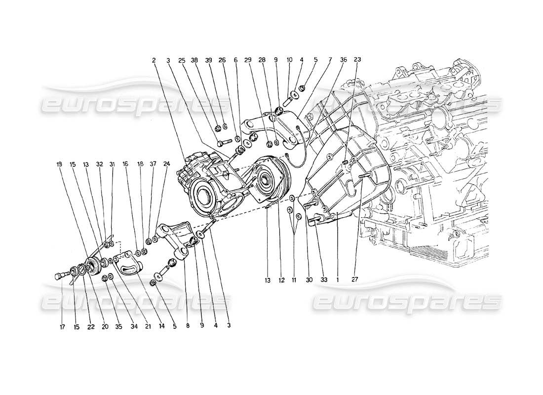 Ferrari 208 GT4 Dino (1975) Air Conditioning Compressor and Controls Part Diagram