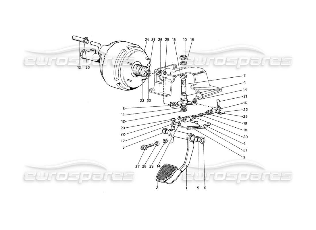 Ferrari 208 GT4 Dino (1975) Brake Hydraulic System (Variants for RHD Versions) Part Diagram