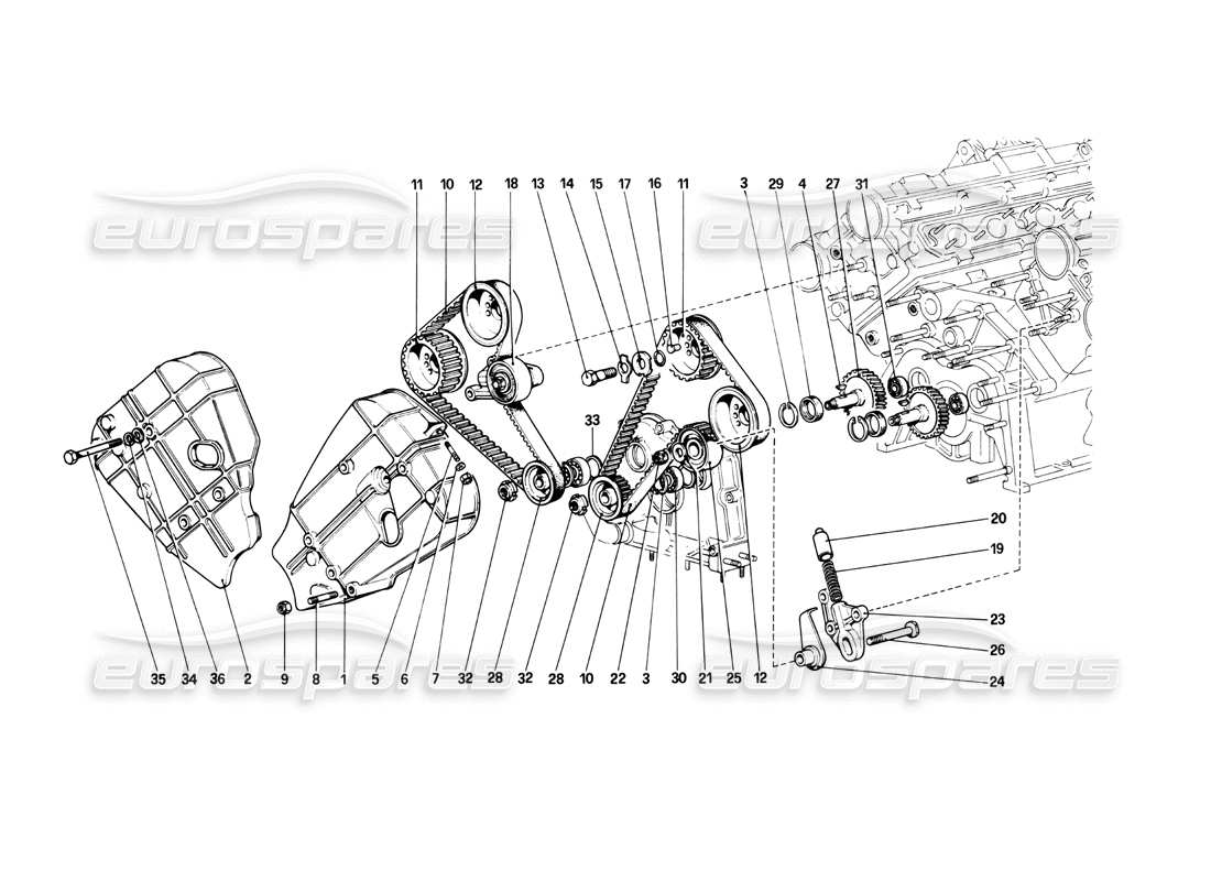 Ferrari 208 Turbo (1982) timing system - controls Parts Diagram