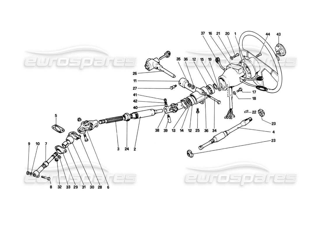 Ferrari 208 Turbo (1982) Steering Column Parts Diagram