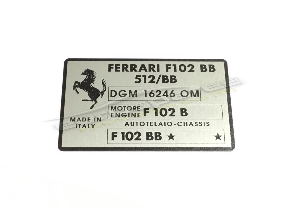 NEW Ferrari 512BB IDENTIFICATION PLATE. PART NUMBER FPL009 (1)