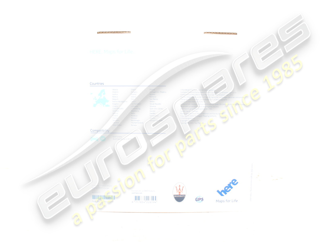 NEW Maserati 2015 NAVIGATION MAP-EUROPE VERSIO. PART NUMBER 940000473 (2)