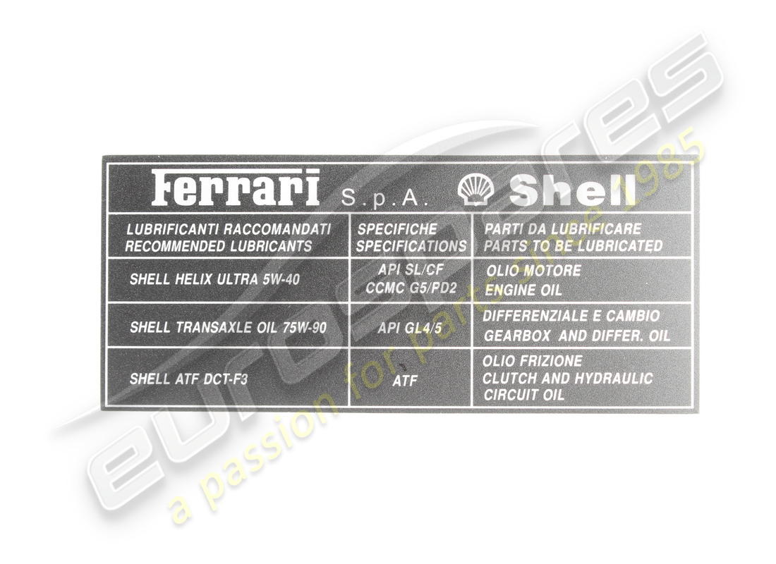 NEW Ferrari ENGINE/GEARBOX OIL ADHESIVE. PART NUMBER 258125 (1)