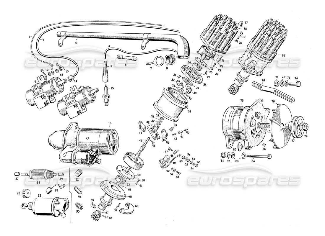 VIEW PARTS DIAGRAMS FROM THE MASERATI MISTRAL PARTS CATALOGUE a part diagram from the maserati mistral parts catalogue