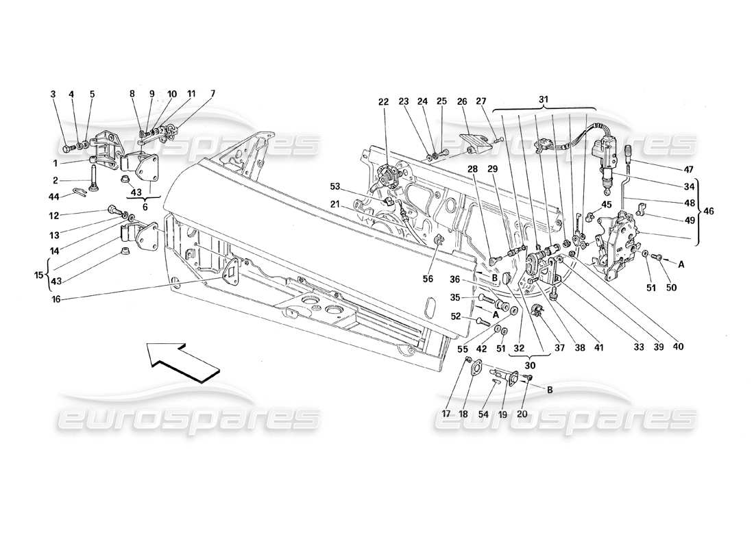 VIEW PARTS DIAGRAMS FROM THE FERRARI 348 PARTS CATALOGUE a part diagram from the ferrari 348 parts catalogue