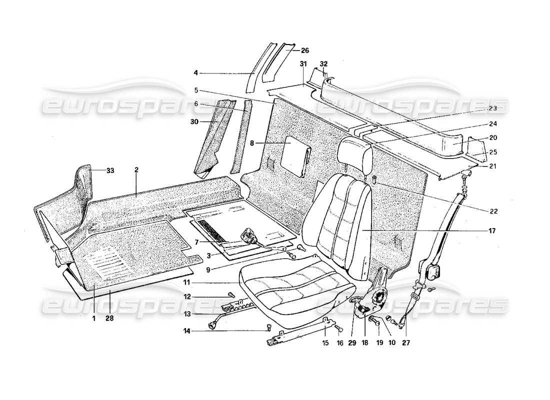 a part diagram from the Ferrari 308 Quattrovalvole (1985) parts catalogue